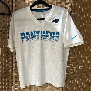 Nike White and Blue Panthers Jersey